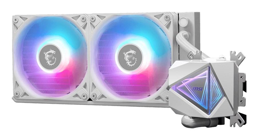MSI MAG CoreLiquid I240 - hvid 240 mm AIO CPU-vandkøler med 2×120 mm ARGB