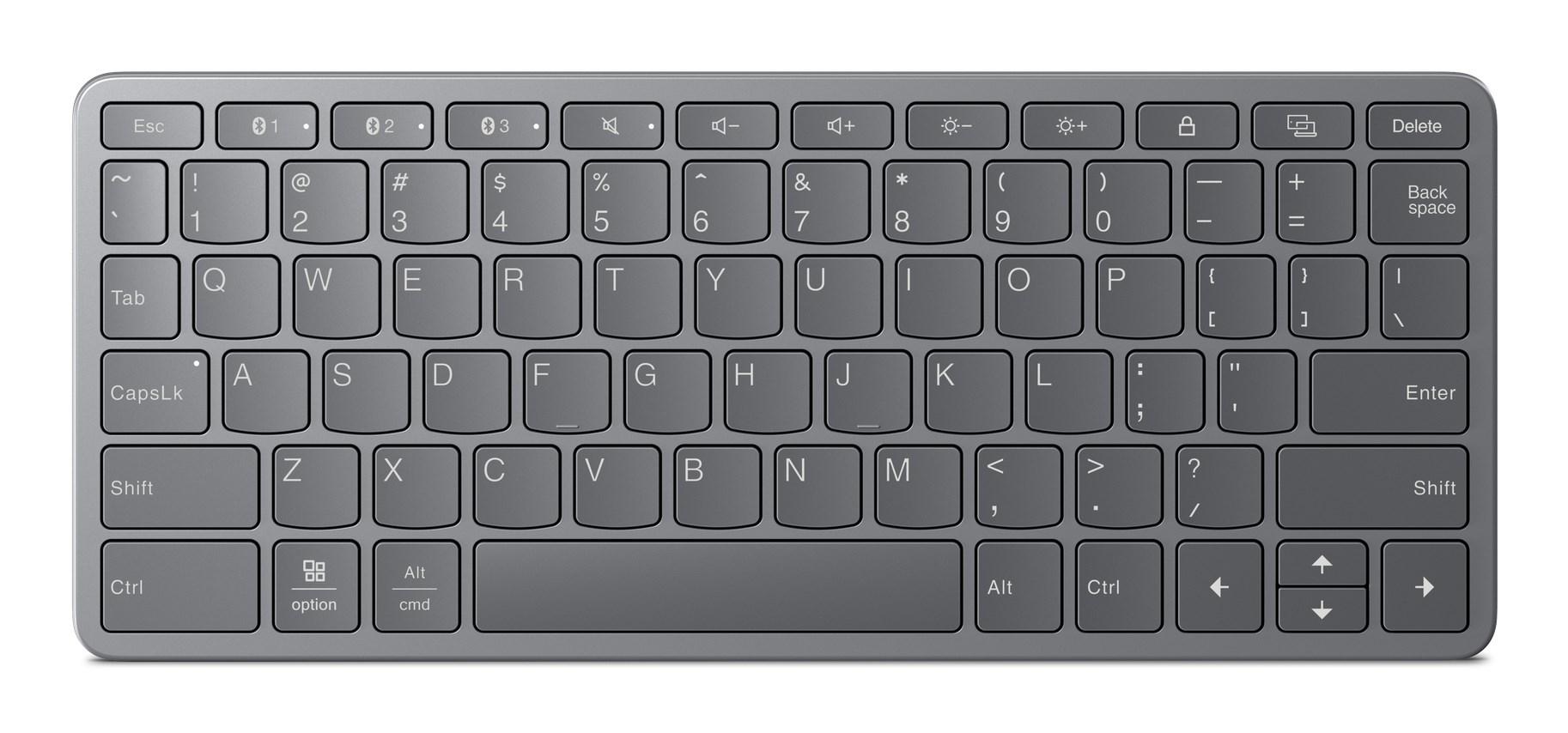 Lenovo Multi‑Device trådløst tastatur - tysk layout, USB‑C, grå billede