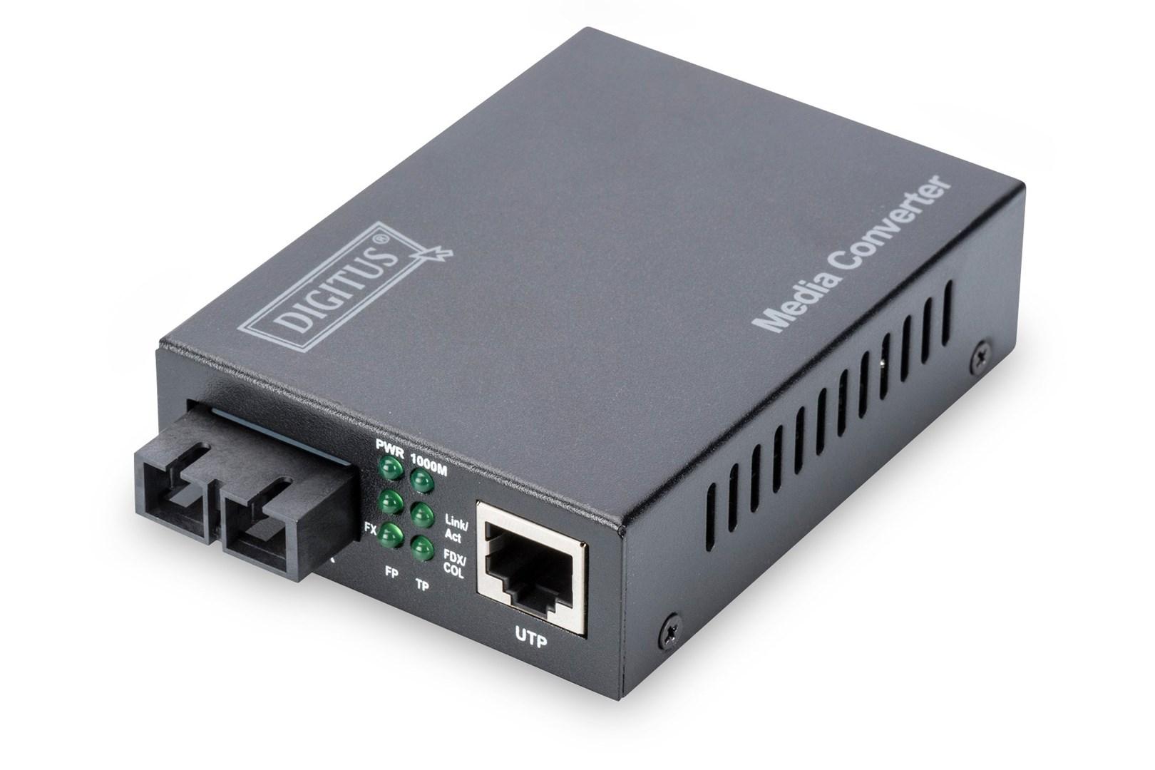 DIGITUS mediekonverter Gigabit - RJ45 til SC singlemode billede