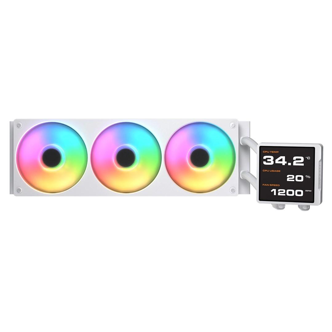 COUGAR Poseidon Vistek Pro 360 hvid – AIO CPU-vandkøler med ARGB og IPS-display billede