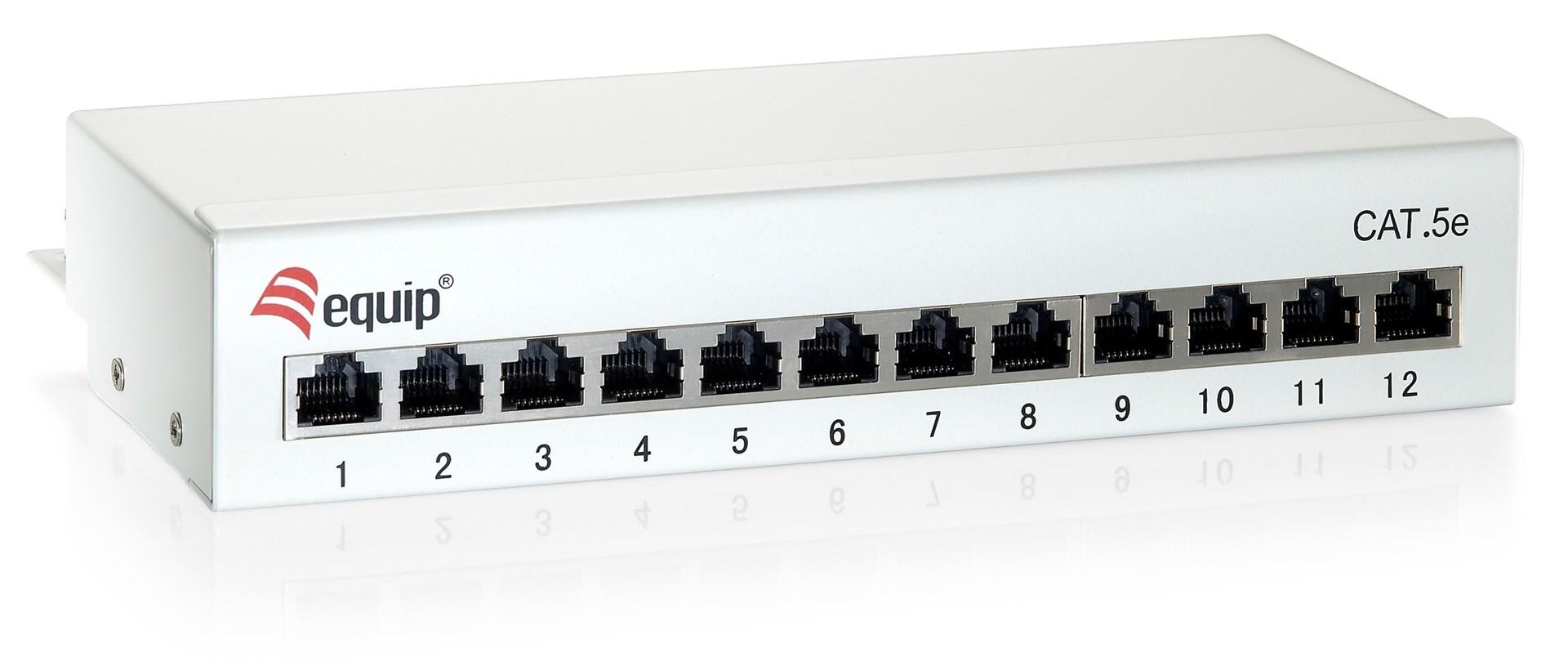 Equip 12-port Cat6 desktop patchpanel - lysegrå billede