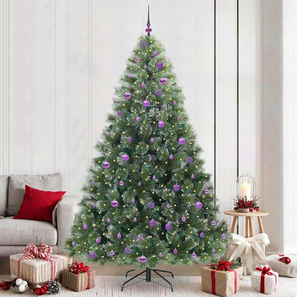 Kunstigt juletræ med 300 LED'er Grøn 240 cm PE og PVC billede