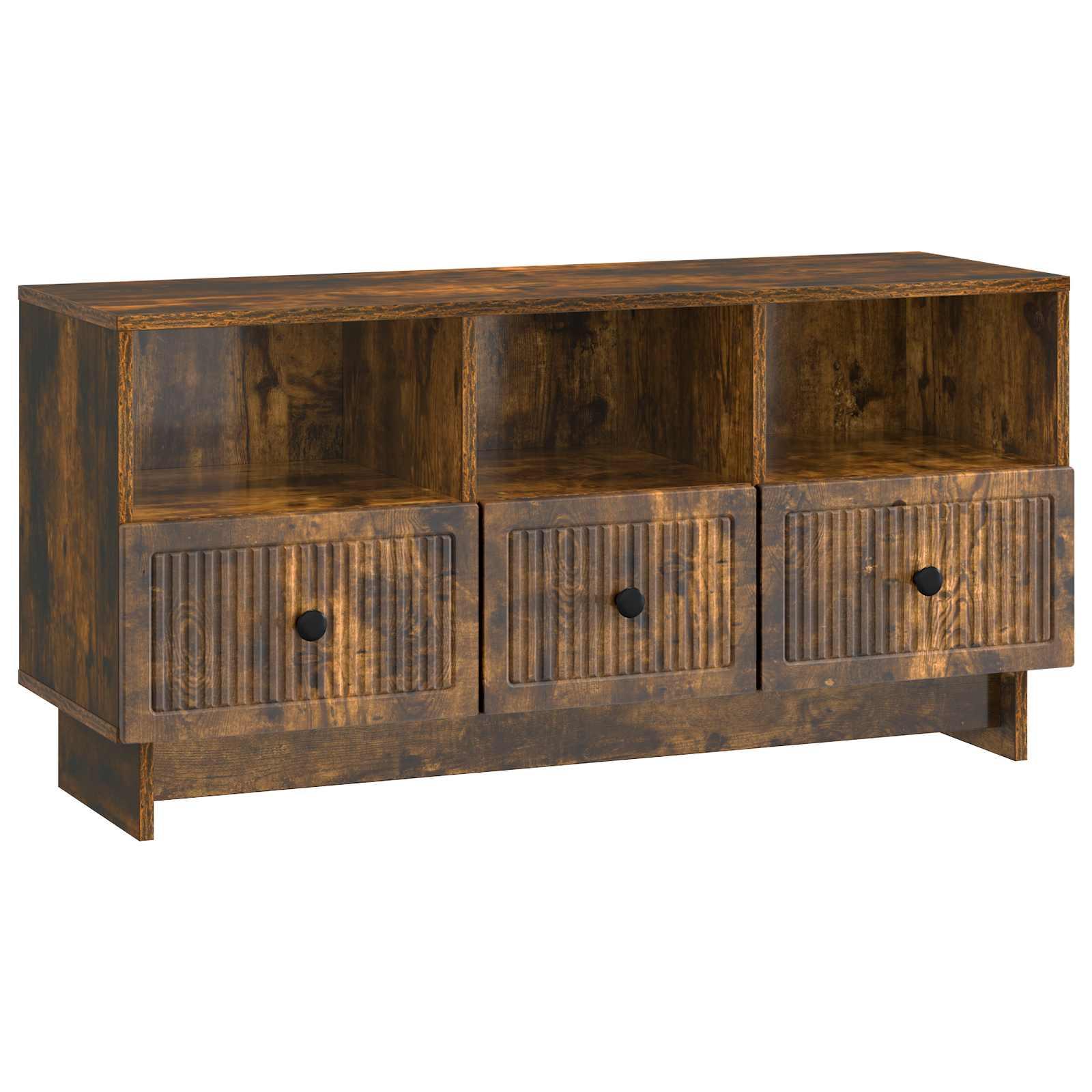 TV-skab med skuffe Røget eg 102 x 34,5 x 50 cm Konstrueret træ billede