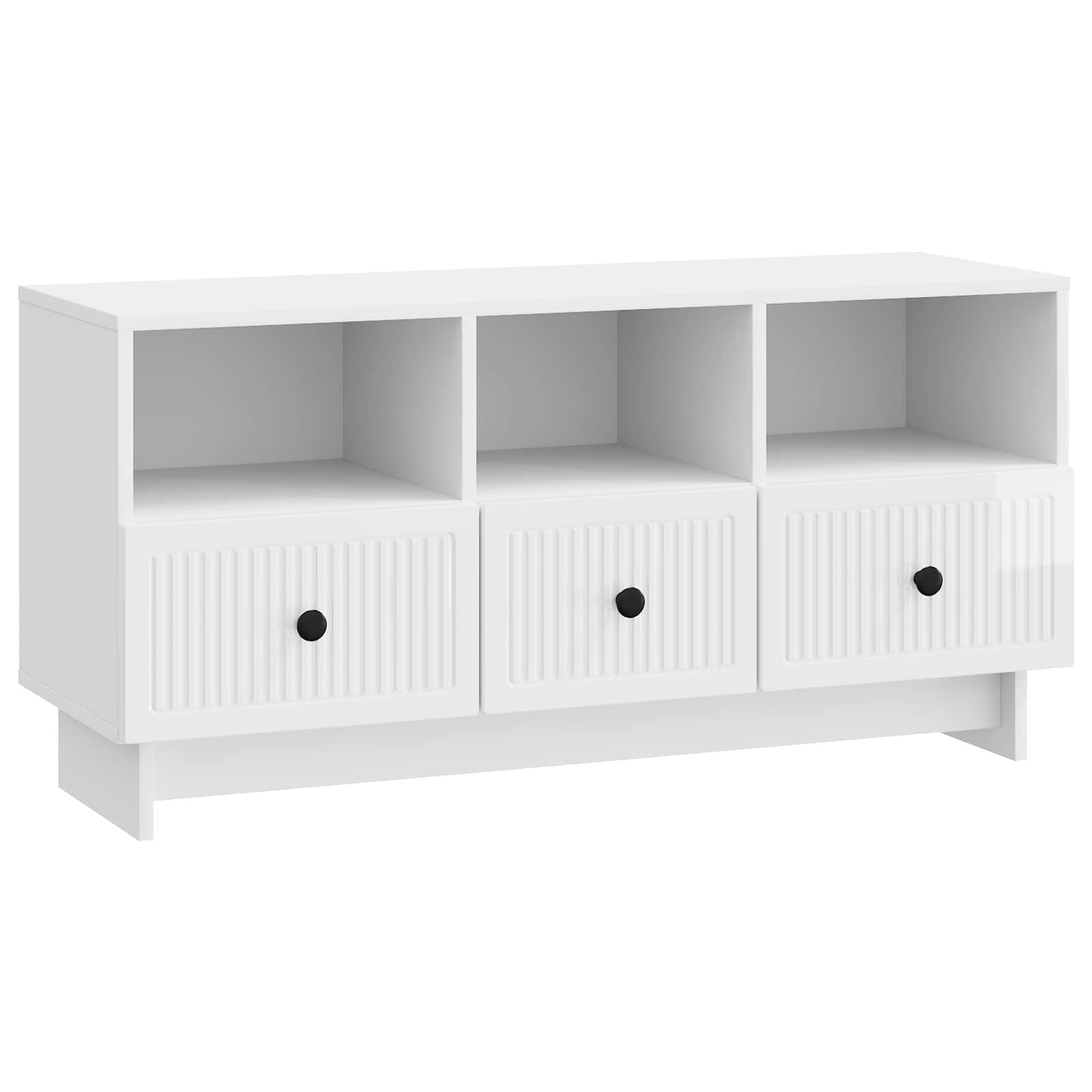 TV-skab Hvid højglans 102 x 34,5 x 50 cm Konstrueret træ billede