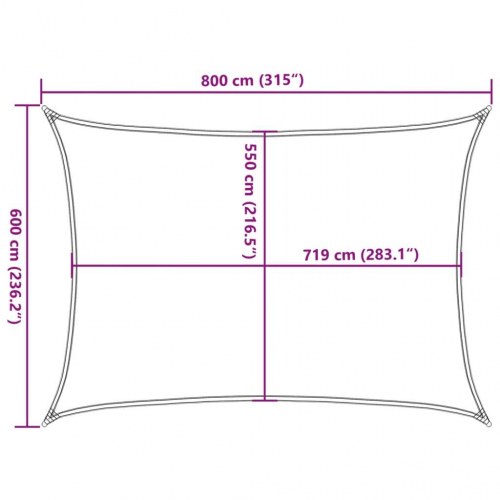 Solsejl 6 × 8 m i HDPE - brun, rektangulært