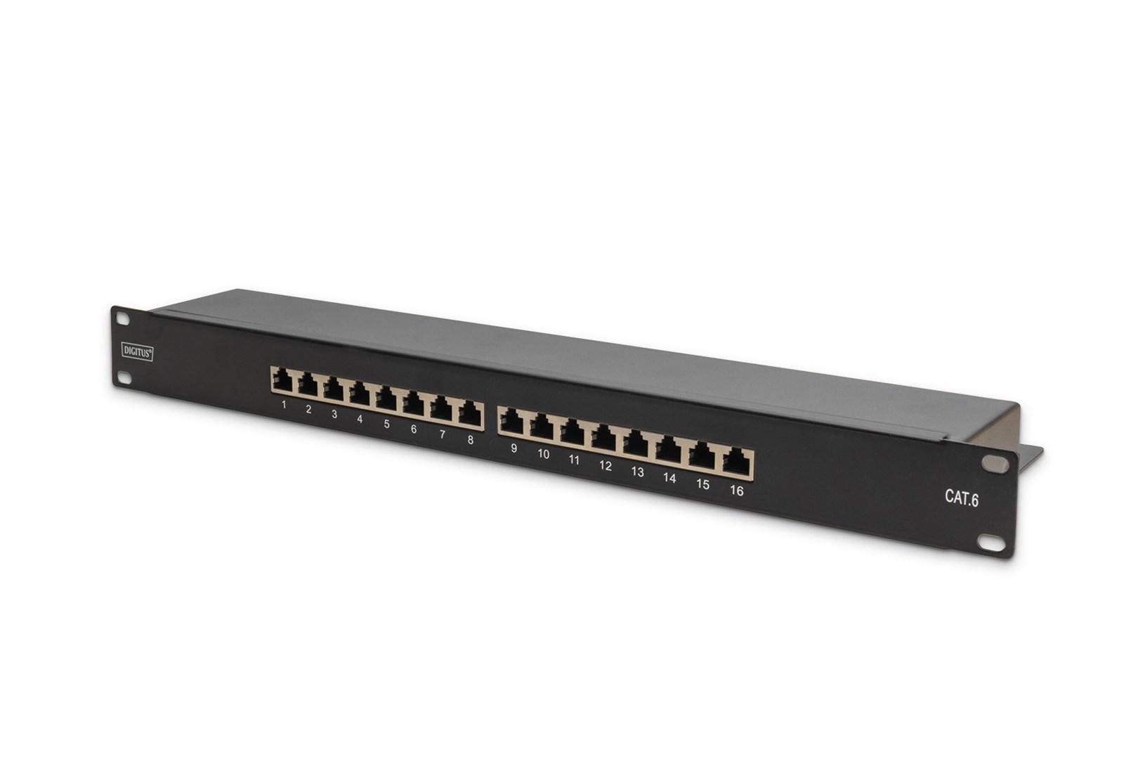DIGITUS patchpanel 1U - 16 porte Cat6, skærmet, sort