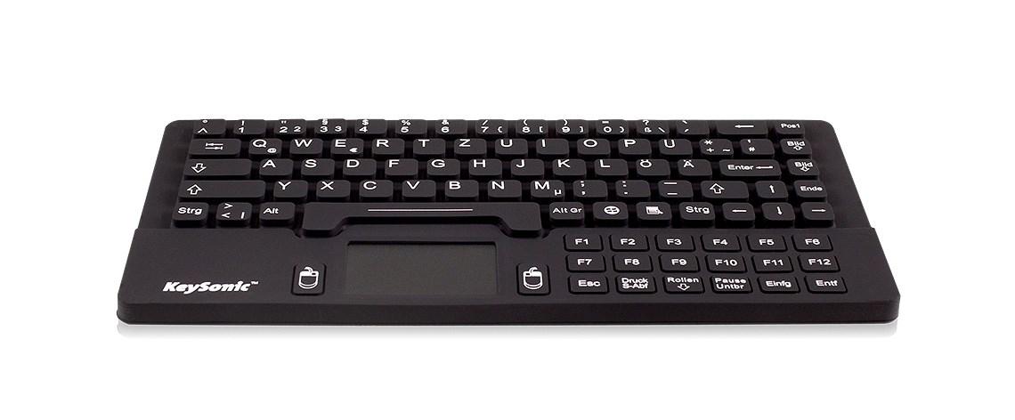 KeySonic KSK-5031IN (DE) mini tastatur med touchpad – kablet USB, tysk QWERTZ, sort billede
