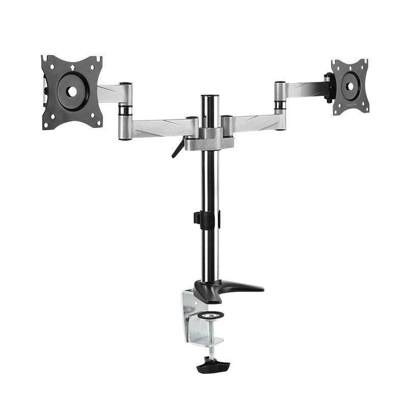 LogiLink BP0077 dobbelt skærmholder 13-27" - bordklemme, sort/rustfrit stål