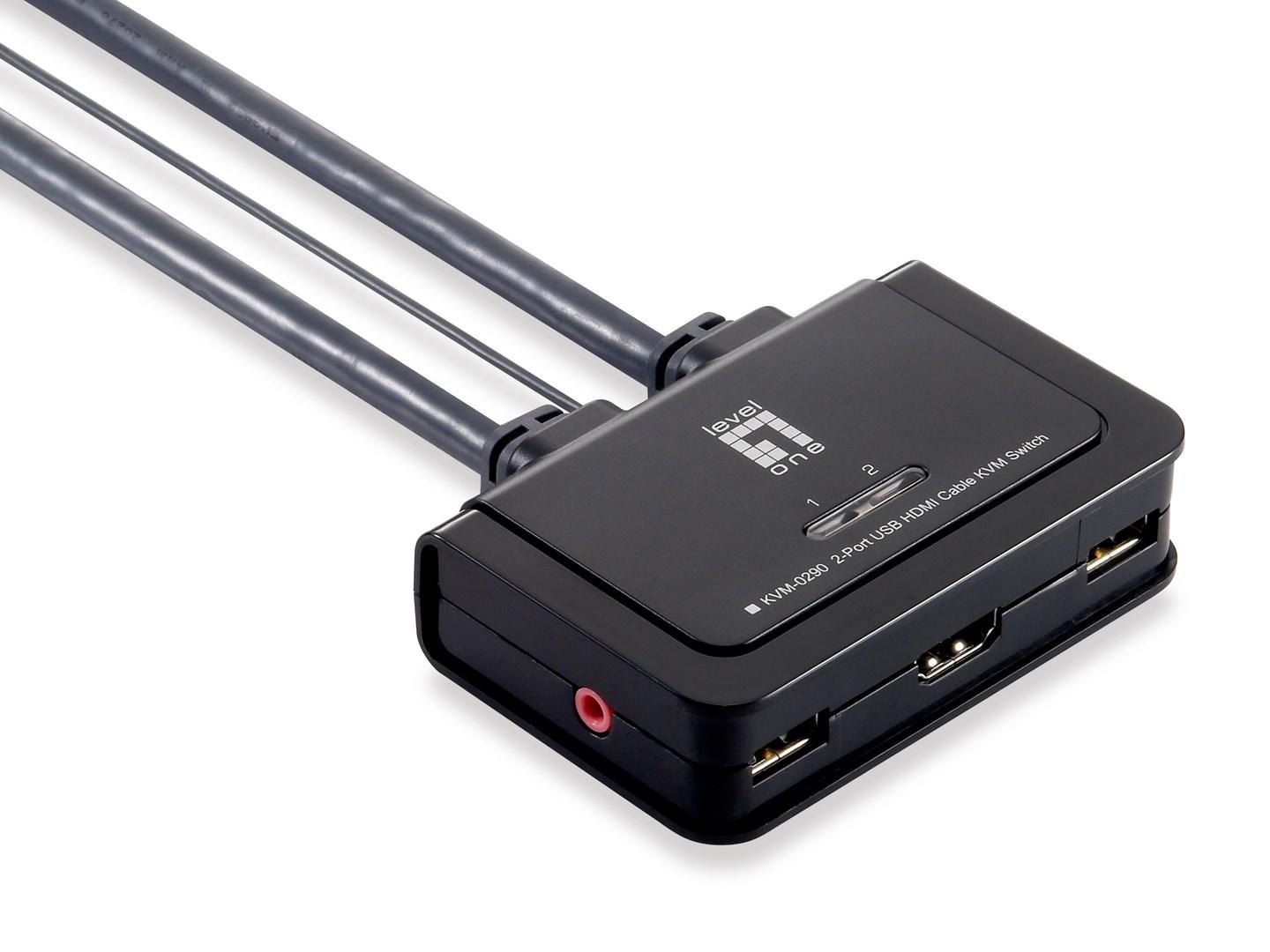 LevelOne KVM-0290 – 2‑ports USB HDMI kabel KVM‑switch billede