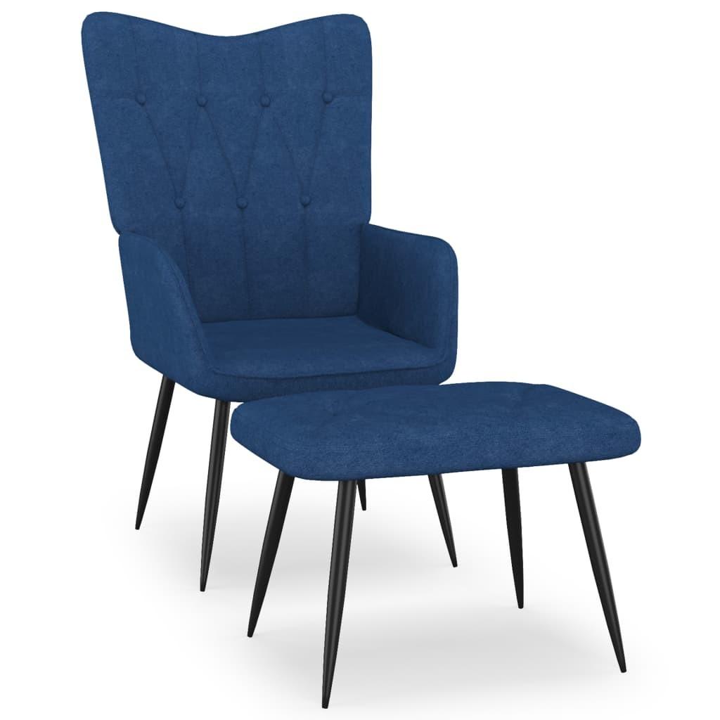Lænestol med fodskammel 62x68,5x96 cm stof blå