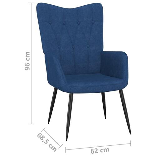 Lænestol med fodskammel 62x68,5x96 cm stof blå