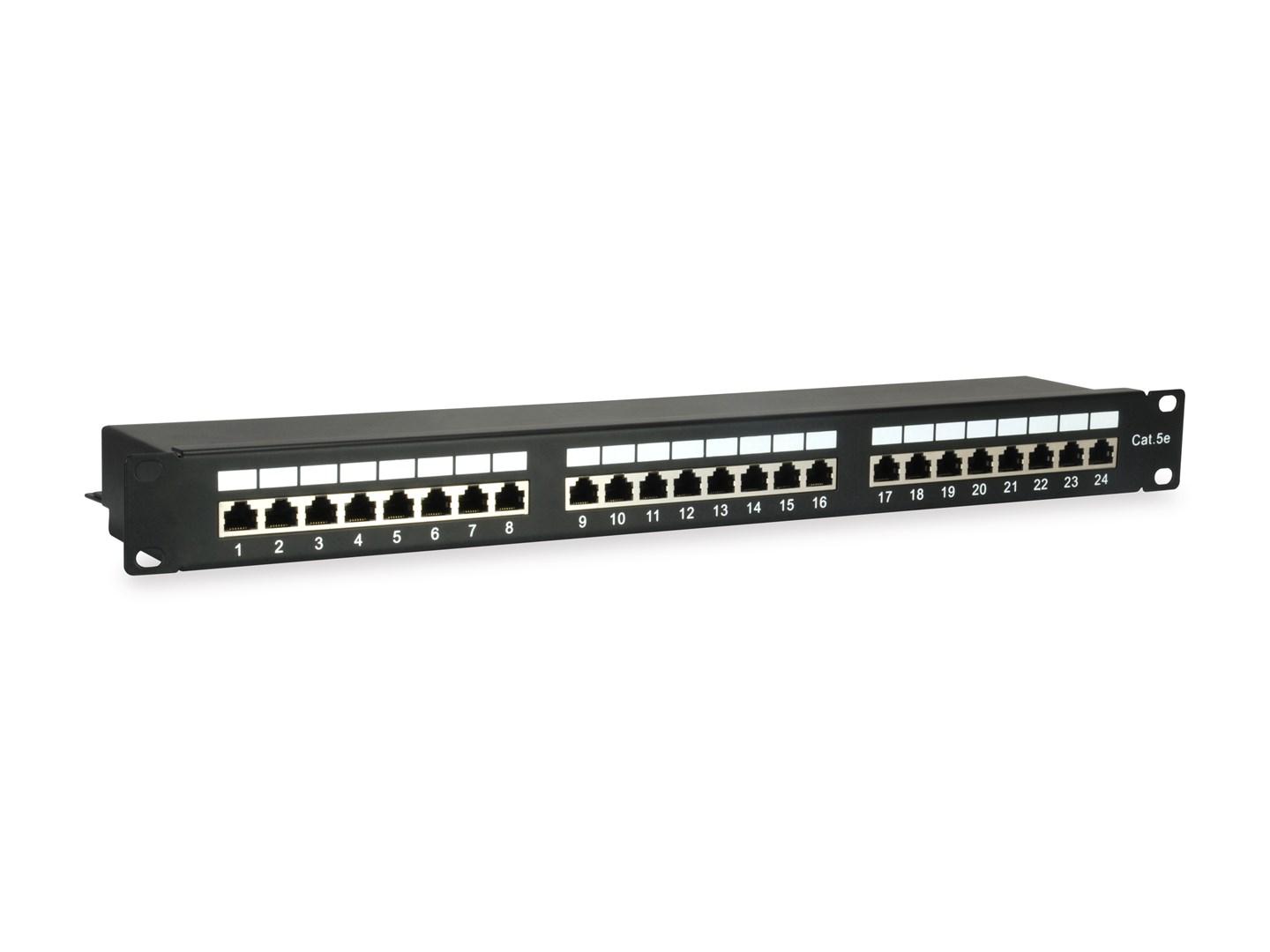 EQUIP 24-port Cat5e afskærmet patchpanel – sort, 1U billede