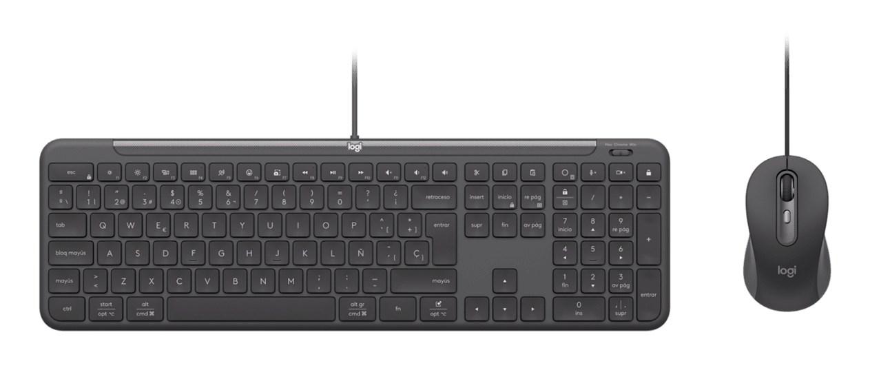 Logitech tastatur- og musesæt - kablet USB, fuld størrelse, QWERTZ (tysk), Graphite