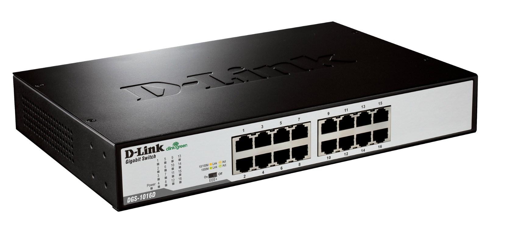 D-Link DGS-1016D/E 16‑ports Gigabit switch - unmanaged, sort/metal
