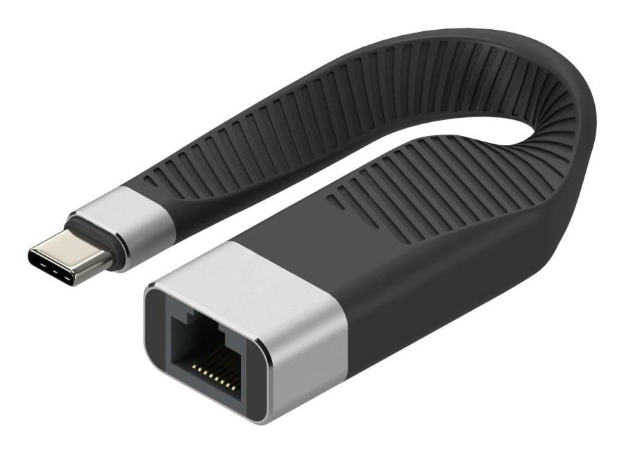 TECHly USB-C til RJ45 netværksadapter, fladt kabel – Sort, 0,144 m billede