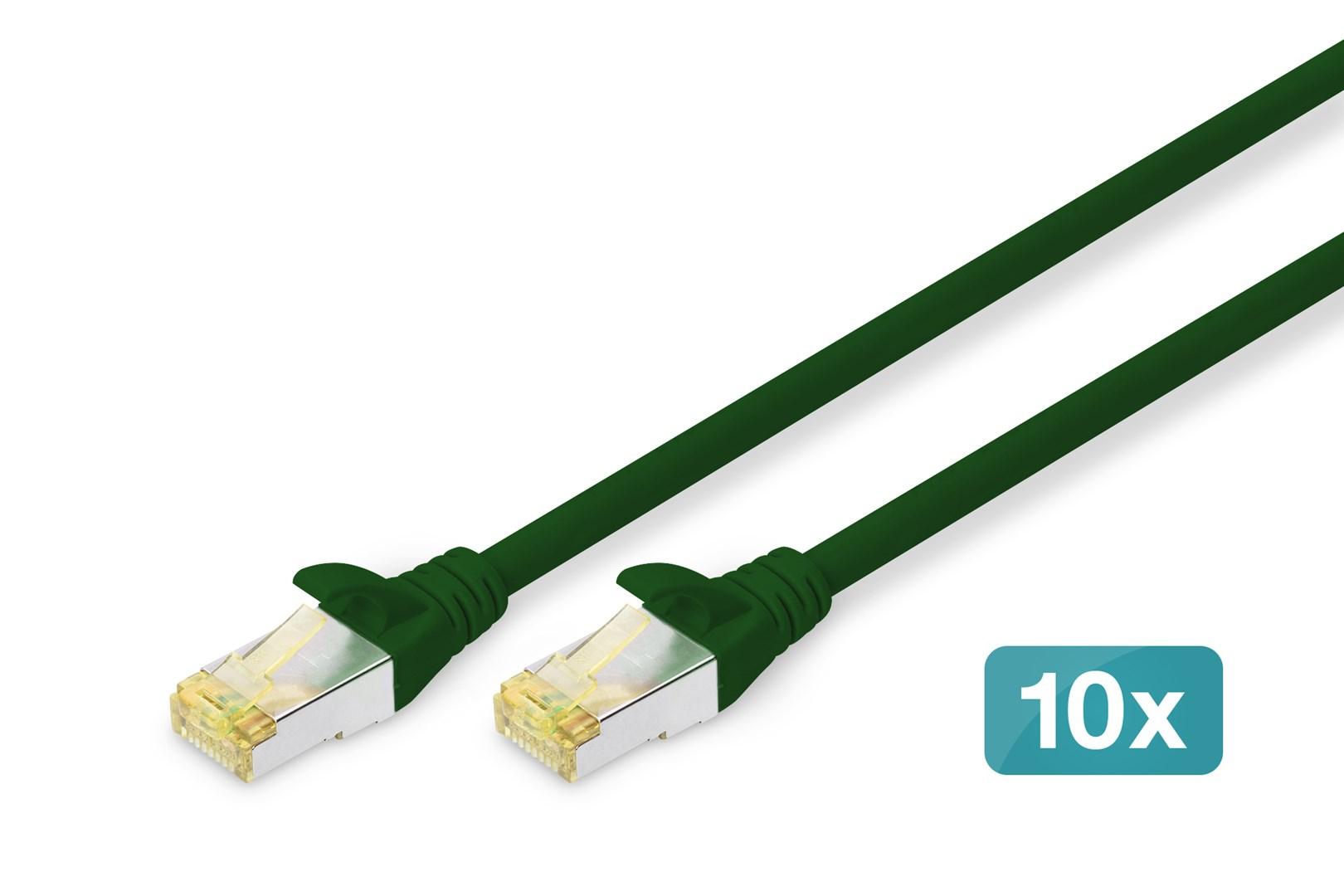 DIGITUS CAT 6A S/FTP patchkabel - 3 m, grøn, 10-pak billede