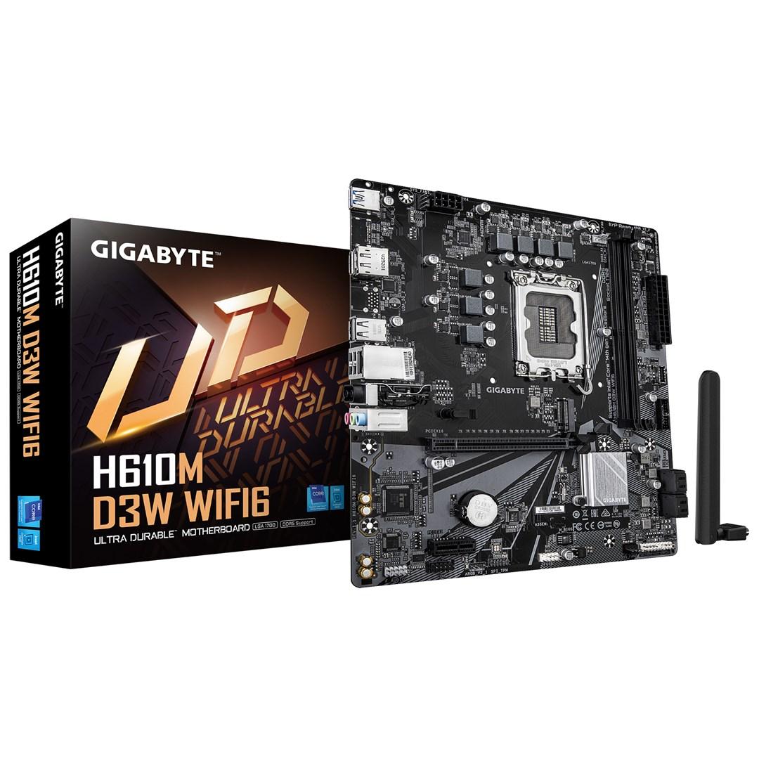 Gigabyte H610M D3W WiFi 6 bundkort – LGA1700, DDR4 op til 5.600 MHz, M.2, 1 GbE, USB 3.2 Gen 1 billede