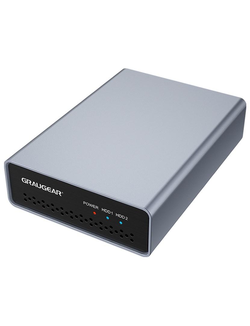 GRAUGEAR G-25RD2-AC-10G 2,5" HDD/SSD kabinet – Sølv, USB-C 10 Gbit/s, RAID 0/1 billede