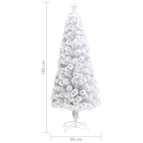 Kunstigt juletræ med LED-lys fiberoptisk 180 cm hvid
