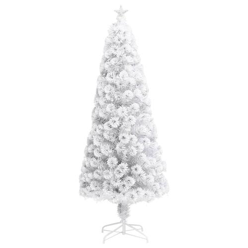 Kunstigt juletræ med LED-lys optisk fiber 210 cm hvid