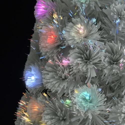 Kunstigt juletræ med LED-lys optisk fiber 210 cm hvid