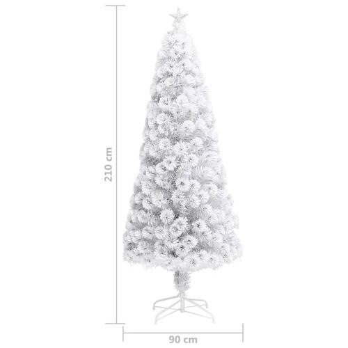 Kunstigt juletræ med LED-lys optisk fiber 210 cm hvid