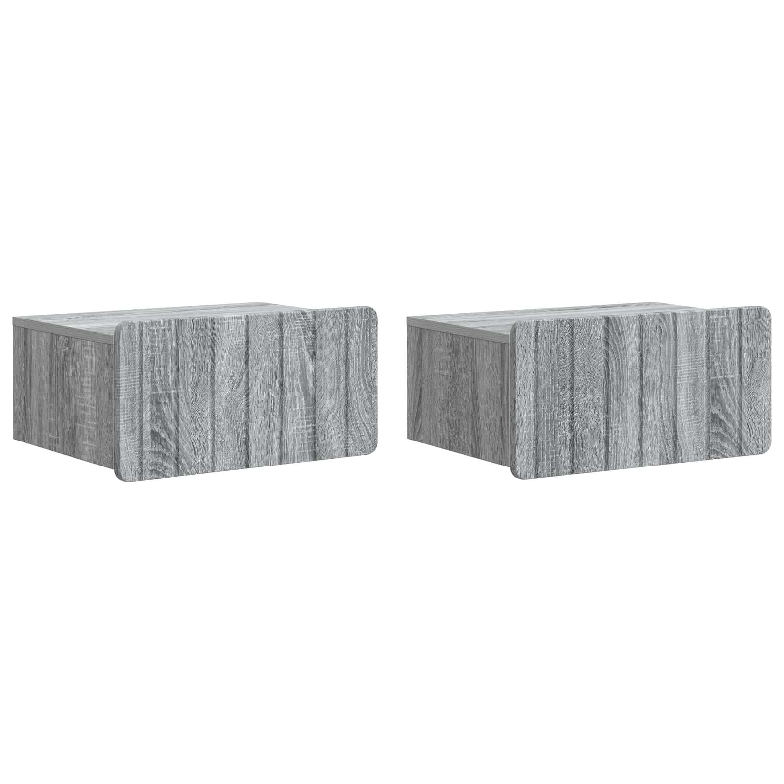 Væghængt Natbord 2 stk Grå sonoma-eg 49 x 34,5 x 24 cm billede