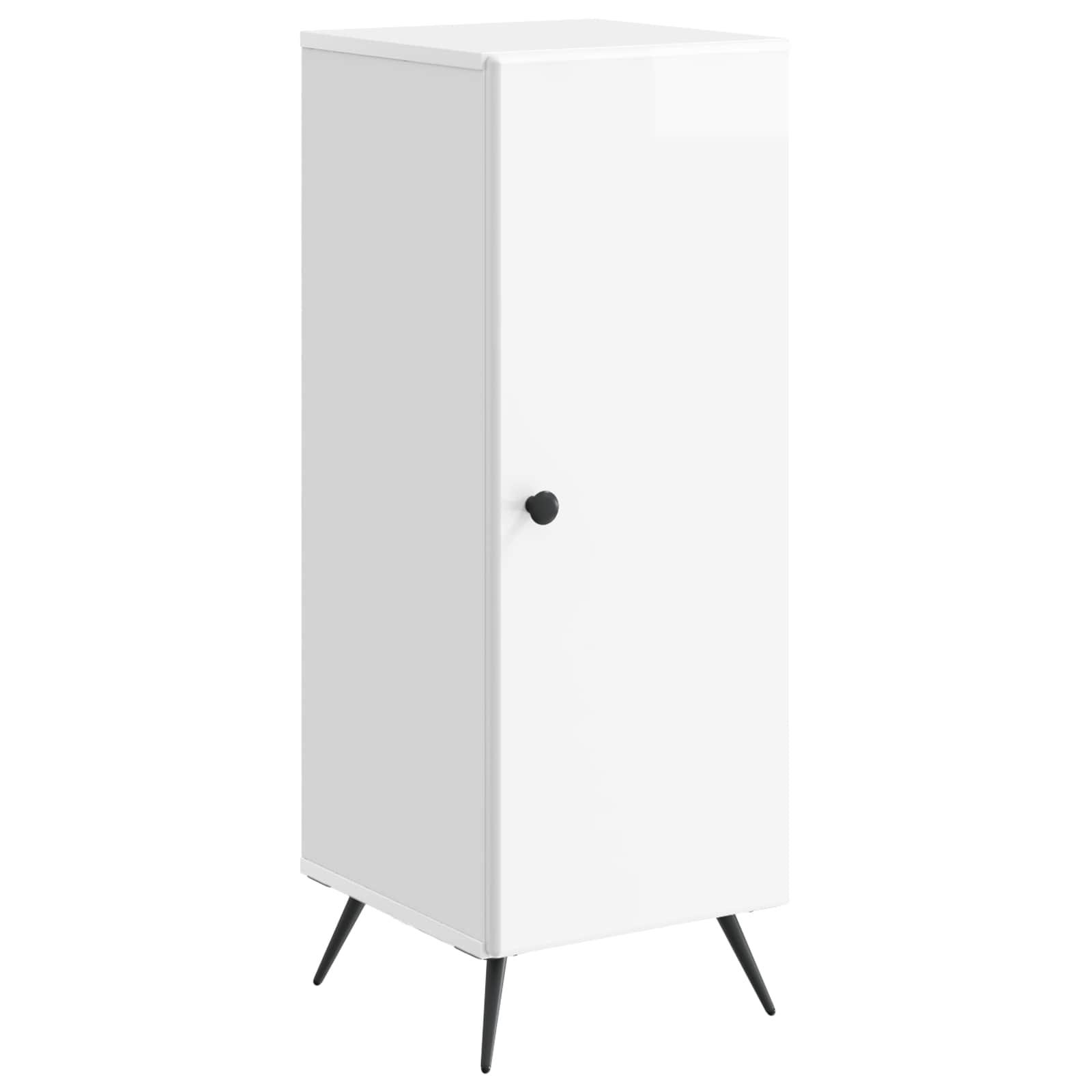 Sidebord Hvid højglans 33 x 34,5 x 90 cm Konstrueret træ billede
