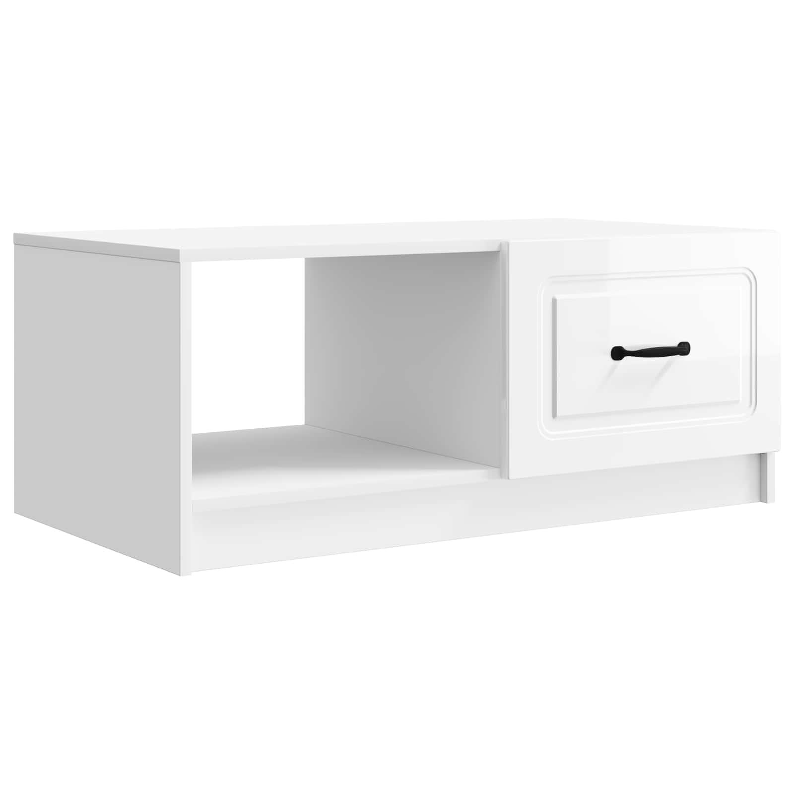 Sofabord Hvid højglans 90 x 50 x 37 cm Konstrueret træ billede