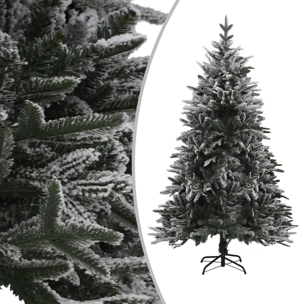Kunstigt juletræ med puddersne 120 cm PVC og PE grøn