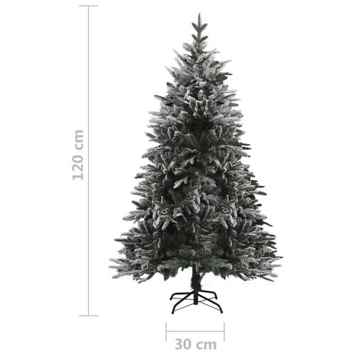 Kunstigt juletræ med puddersne 120 cm PVC og PE grøn