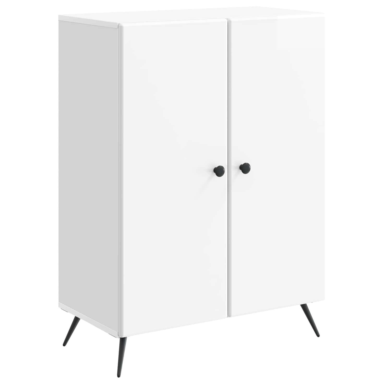 Sidebord Hvid højglans 66 x 34,5 x 90 cm Konstrueret træ billede