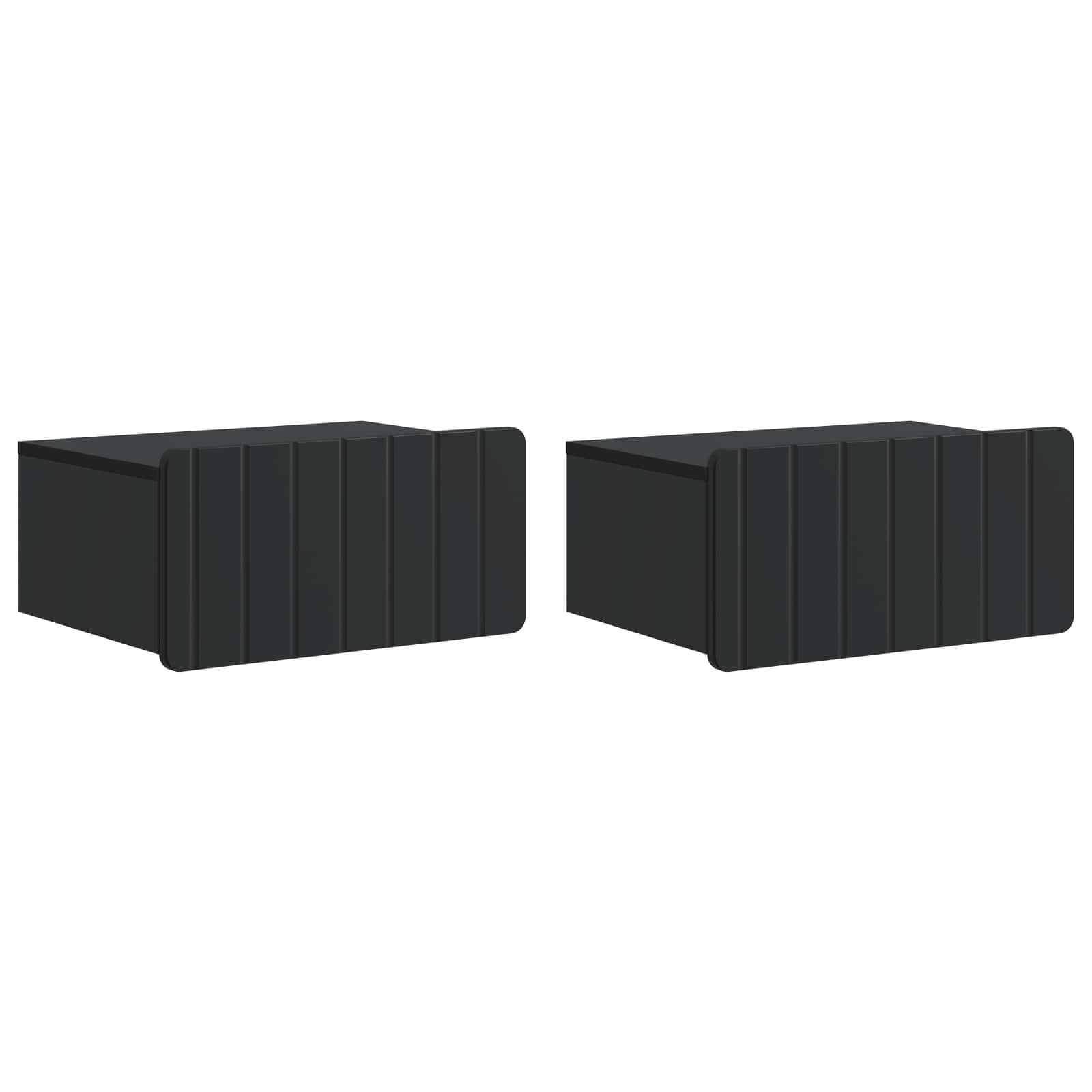 Væghængt Natbord 2 stk Sort 49 x 34,5 x 24 cm Konstrueret træ billede