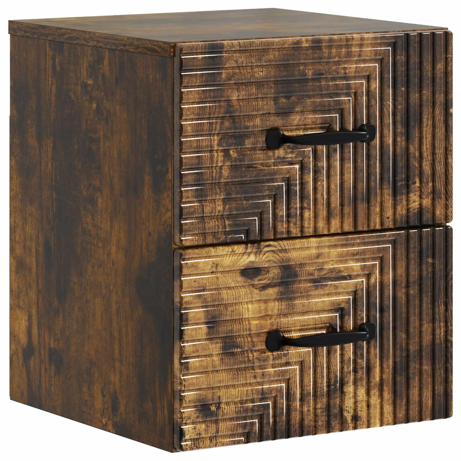 Væghængt Natbord Røget eg 34,5 x 33 x 40 cm Konstrueret træ billede