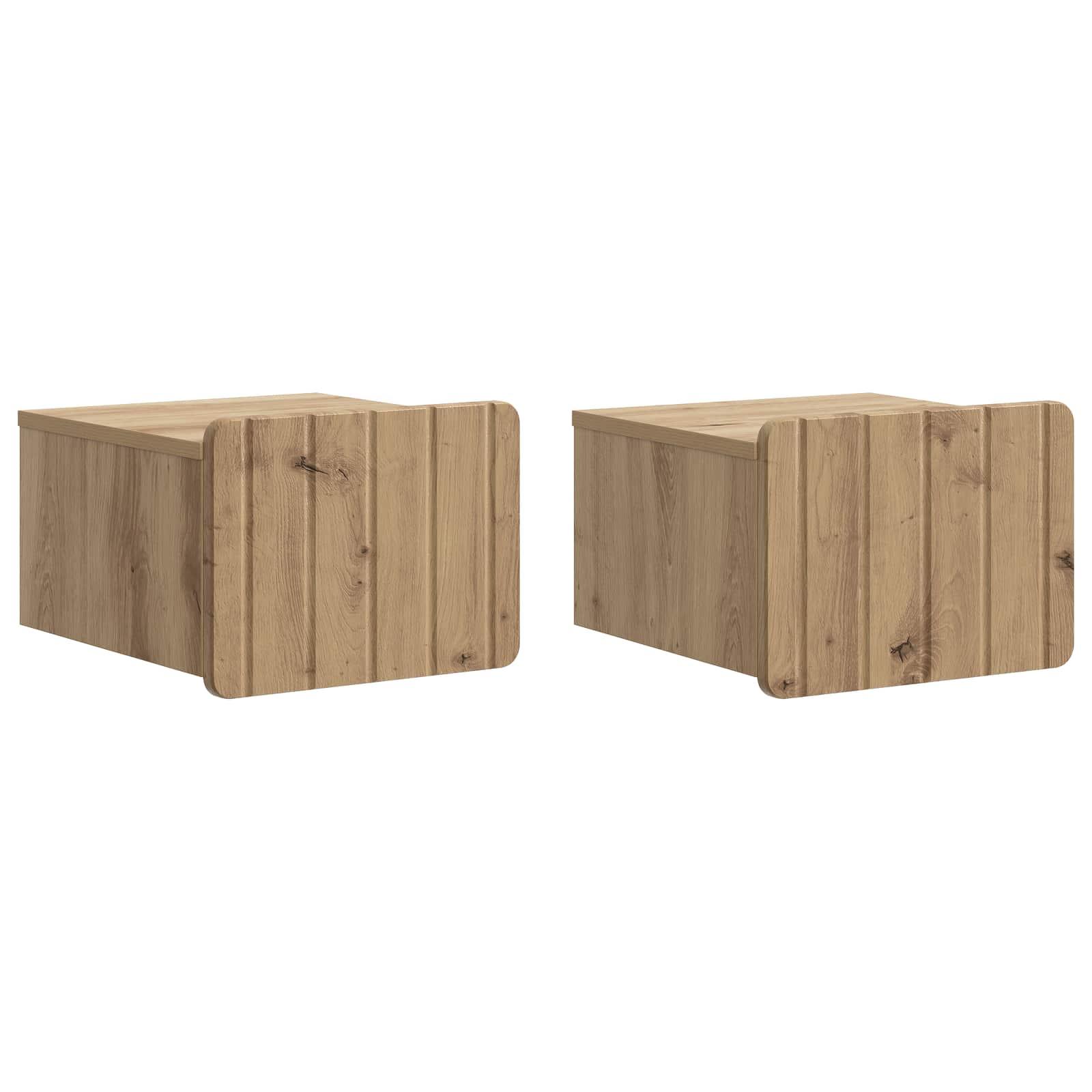 Væghængt Natbord med skuffe 2 stk Artisan-eg 33 x 34,5 x 24 cm billede