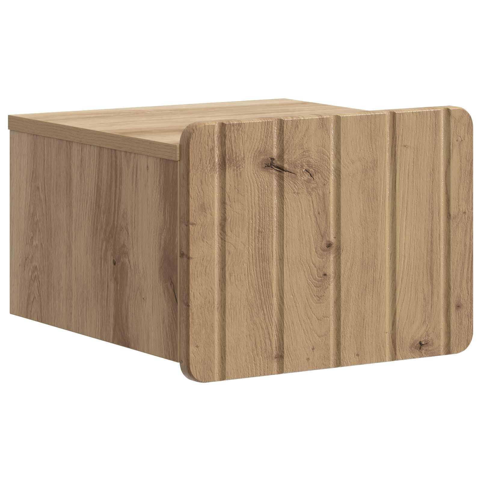 Væghængt natbord i artisan-eg - 33 × 34,5 × 24 cm, konstrueret træ billede