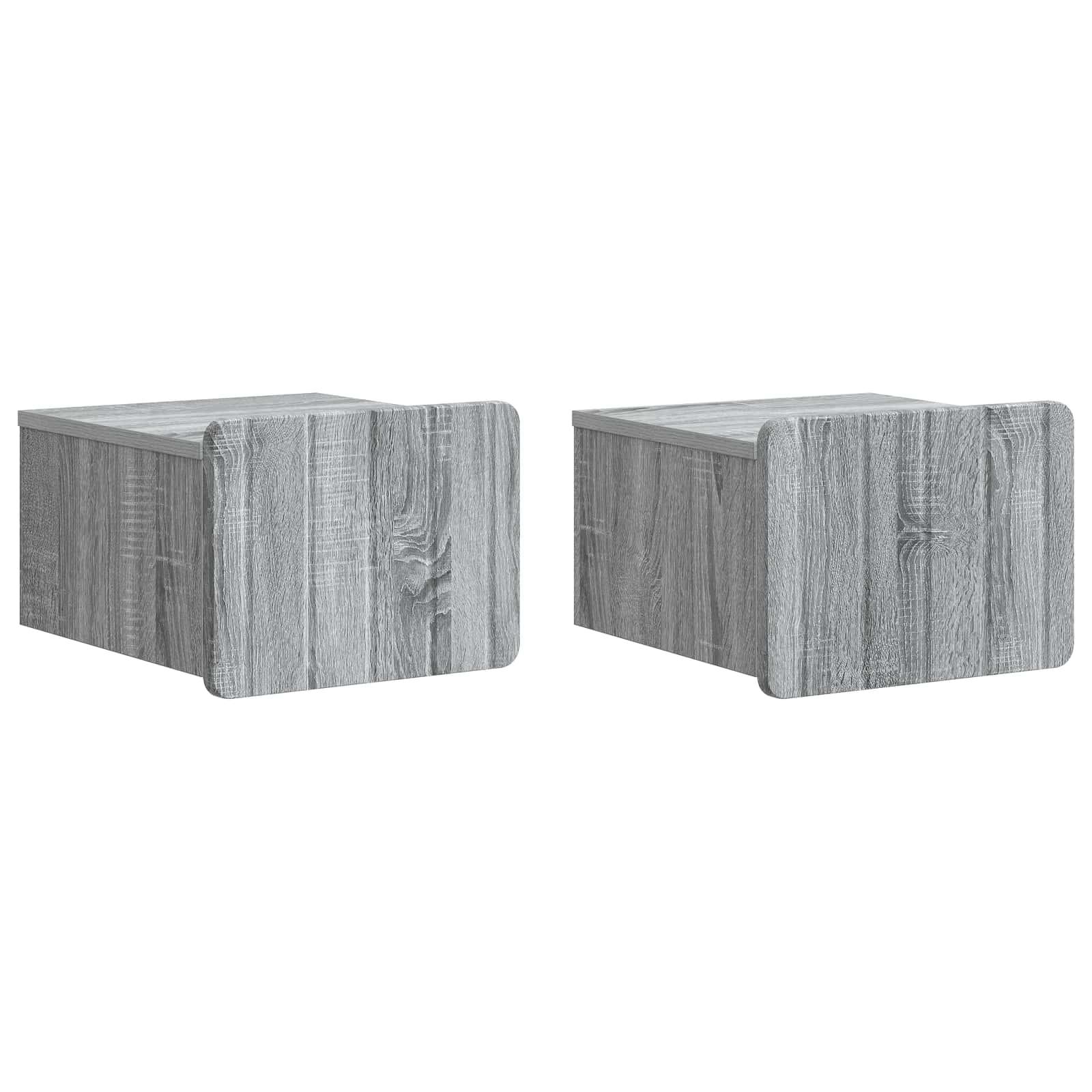 Væghængt Natbord 2 stk Grå sonoma-eg 33 x 34,5 x 24 cm billede