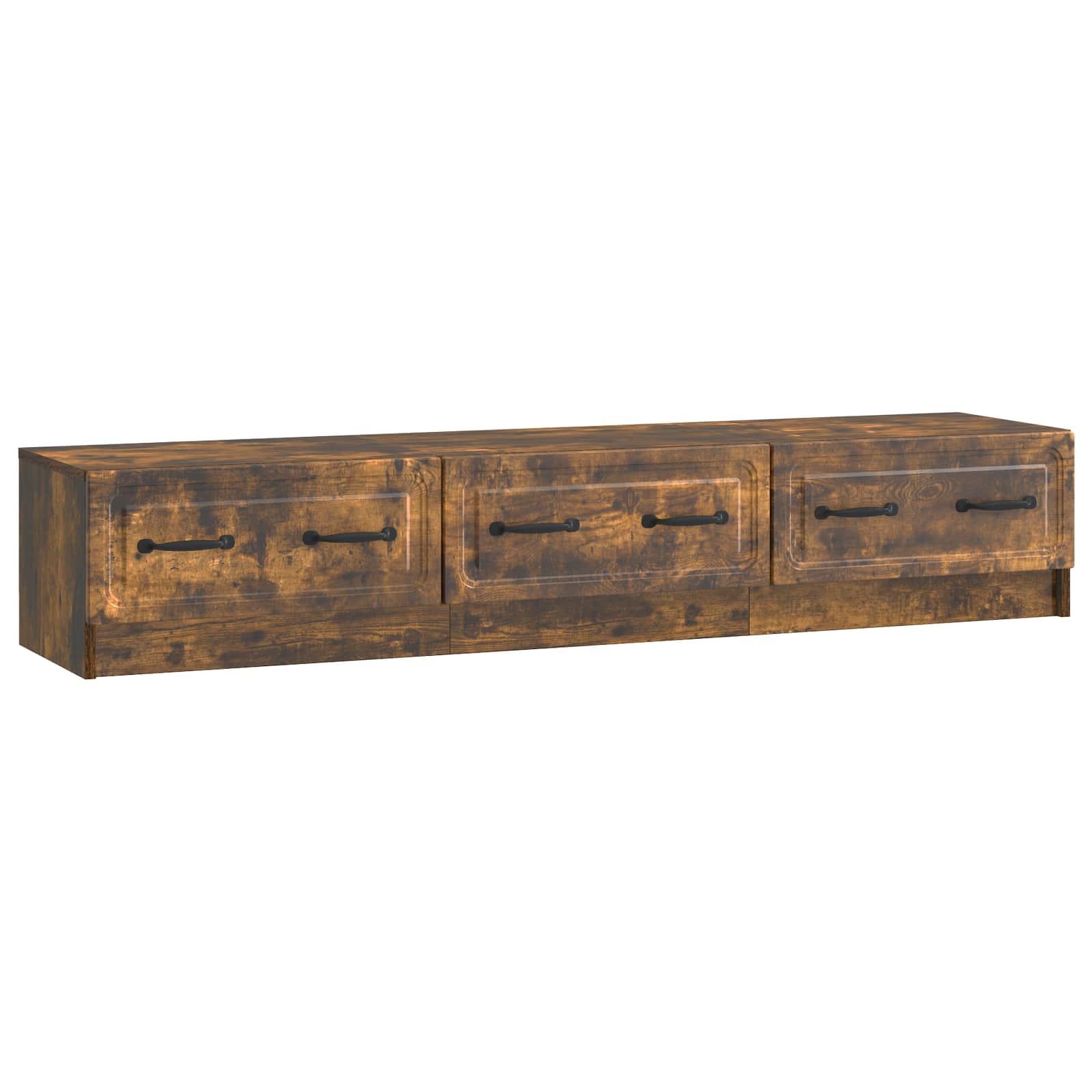 TV-skab med skuffe Røget eg 147 x 34,5 x 27 cm Konstrueret træ billede
