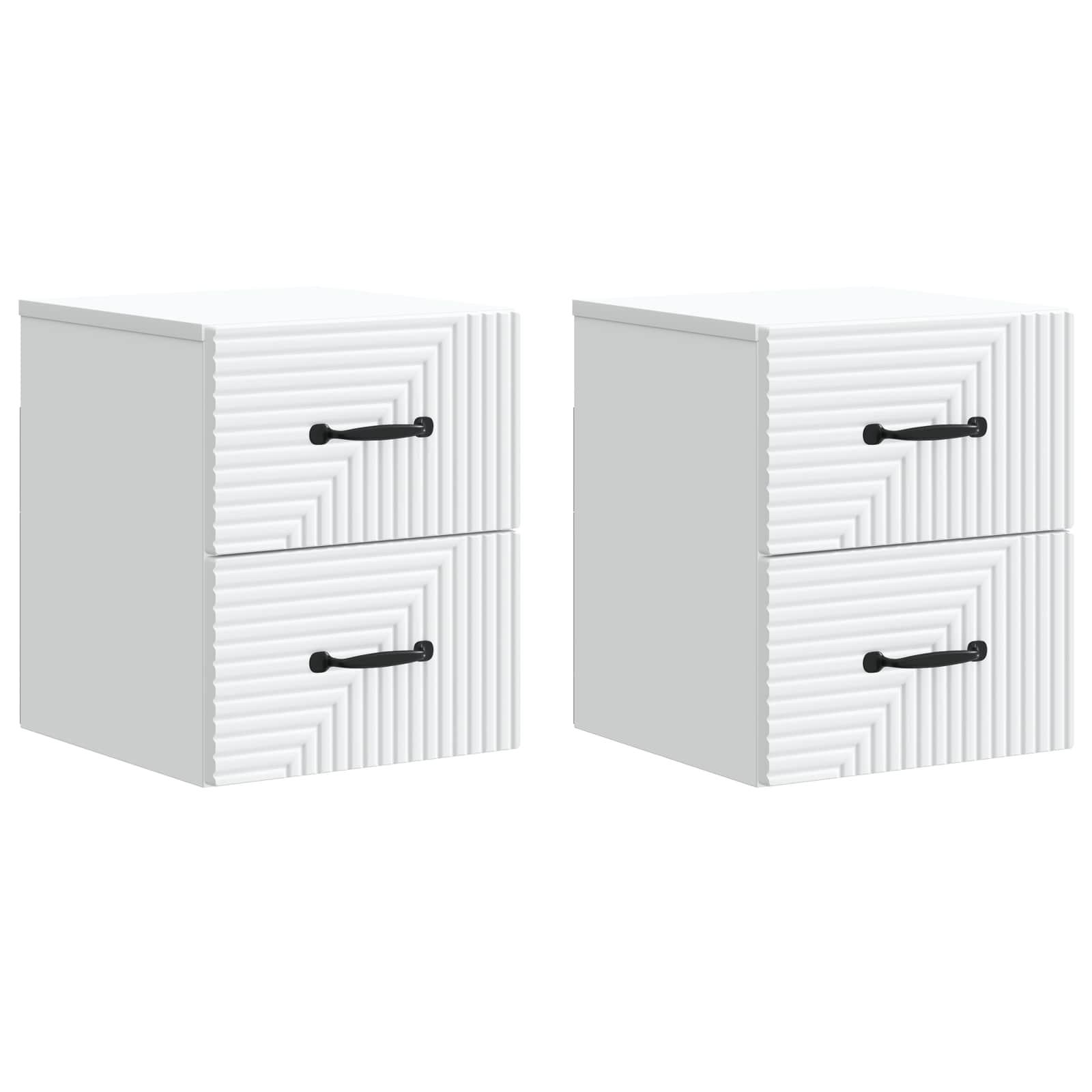 Væghængt Natbord 2 stk Hvid 34,5 x 33 x 40 cm Konstrueret træ billede