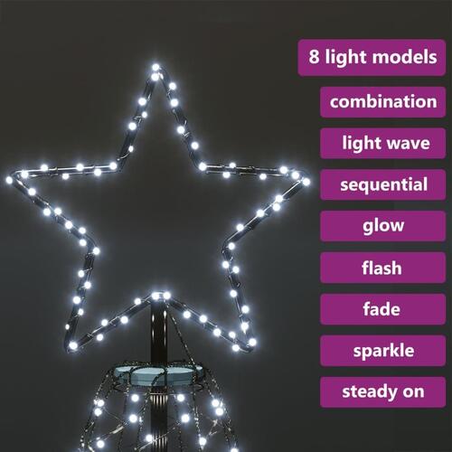 Juletræ med metalstolpe 500 LED'er 3 m koldt hvidt lys
