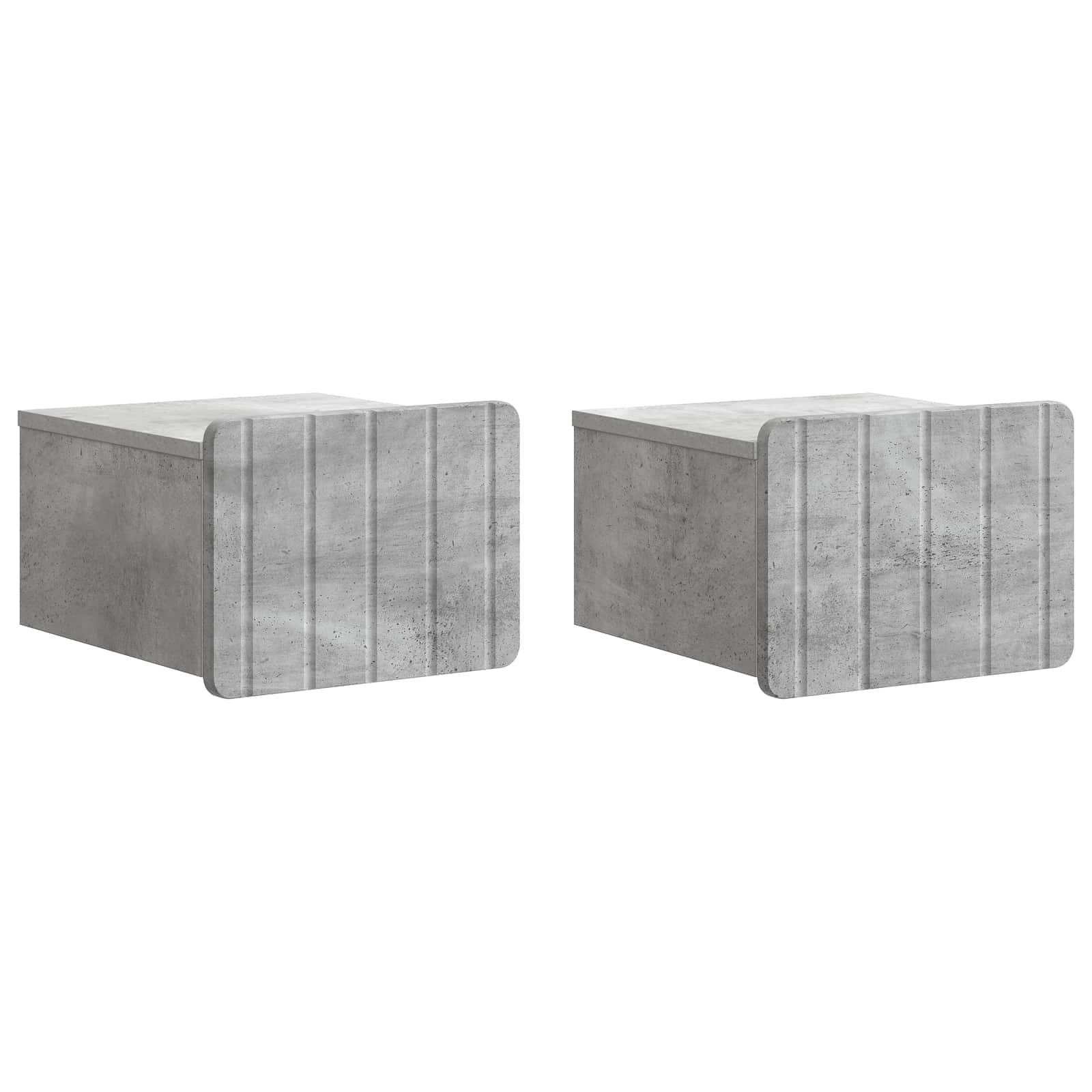 Væghængt Natbord med skuffe 2 stk Betongrå 33 x 34,5 x 24 cm billede