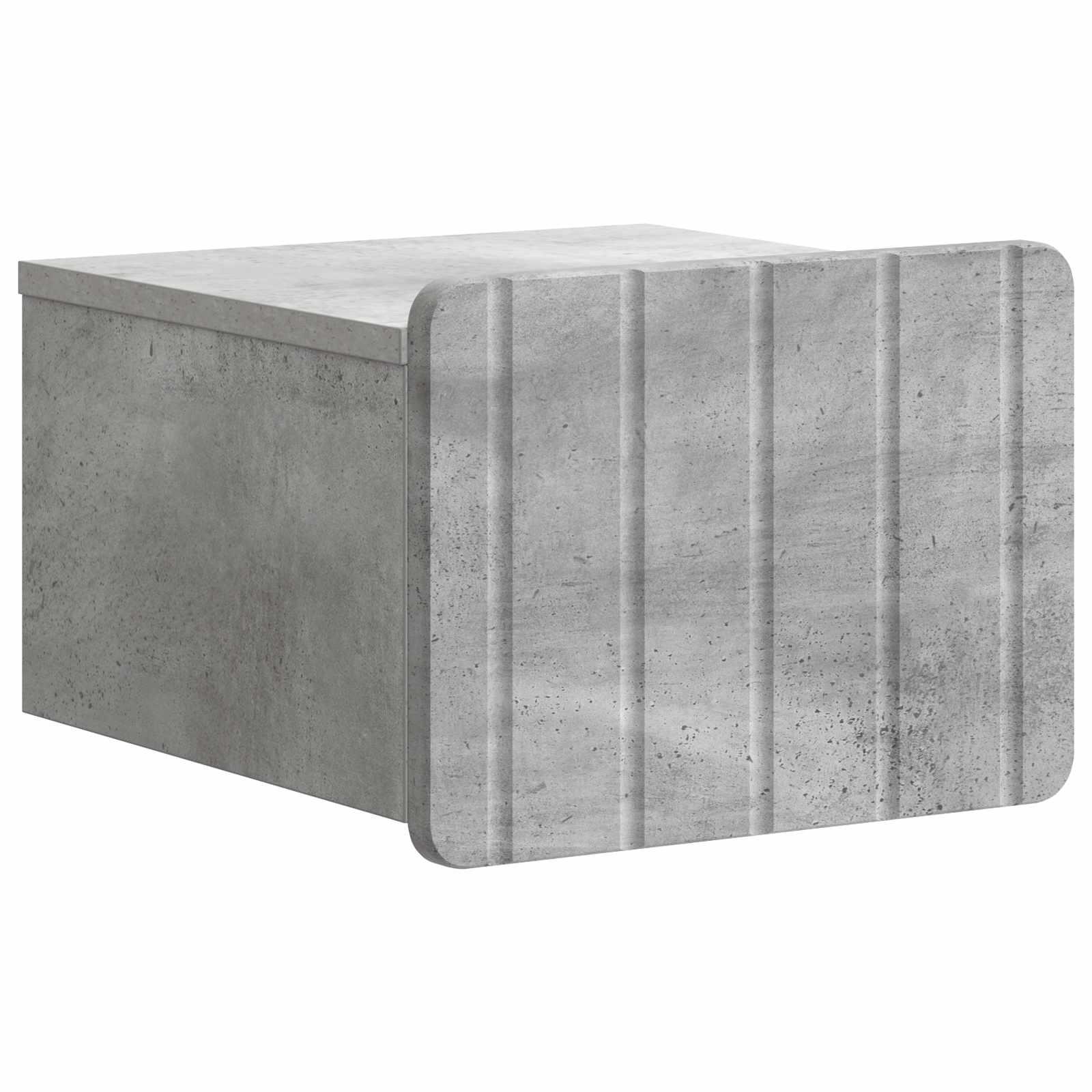 Væghængt natbord i betongrå - 33 × 34,5 × 24 cm, konstrueret træ billede