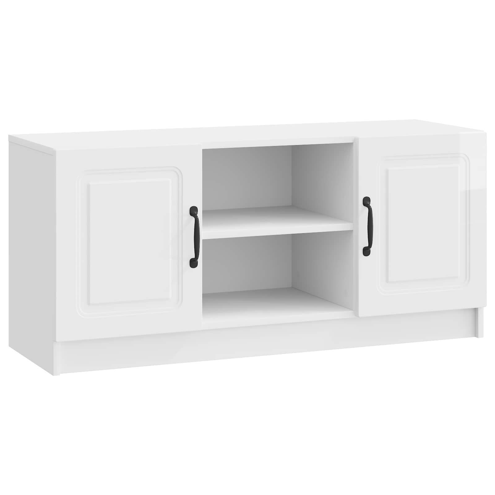 TV-bord i hvid højglans - 102 × 34,5 × 47 cm, konstrueret træ billede