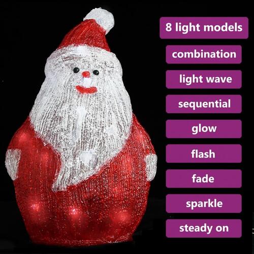 Julemand med LED-lys 28 cm indendørs/udendørs akryl