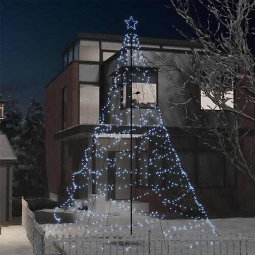 Juletræ med metalstolpe 1400 LED'er 5 m koldt hvidt lys