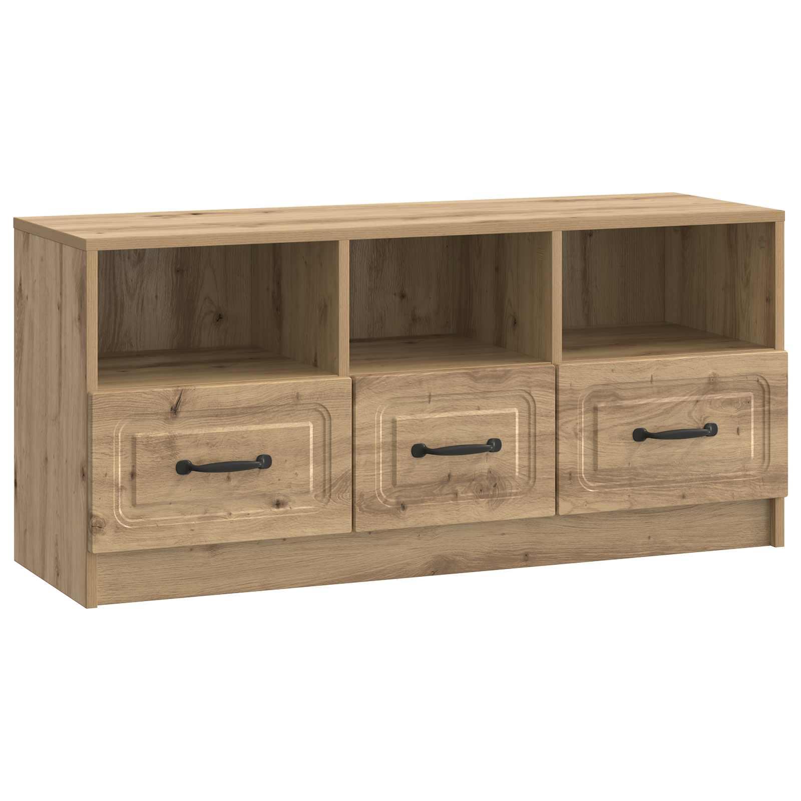 TV-bord i artisan-eg 102 × 34,5 × 47 cm - konstrueret træ med 3 skuffer billede