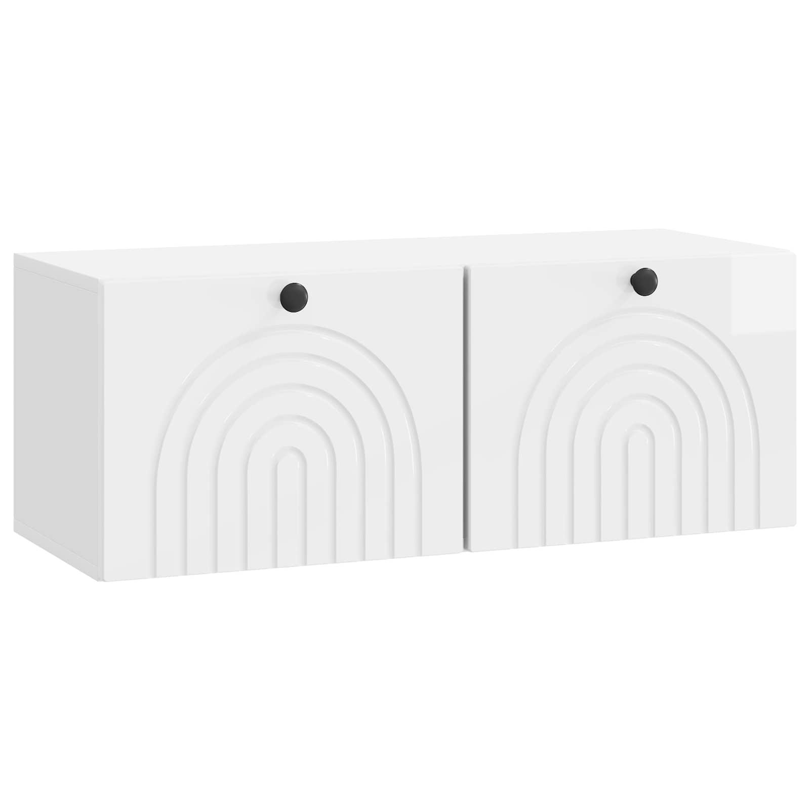 Væghængt TV-skab Vægmonteret Hvid højglans 78,5 x 31 x 30 cm billede