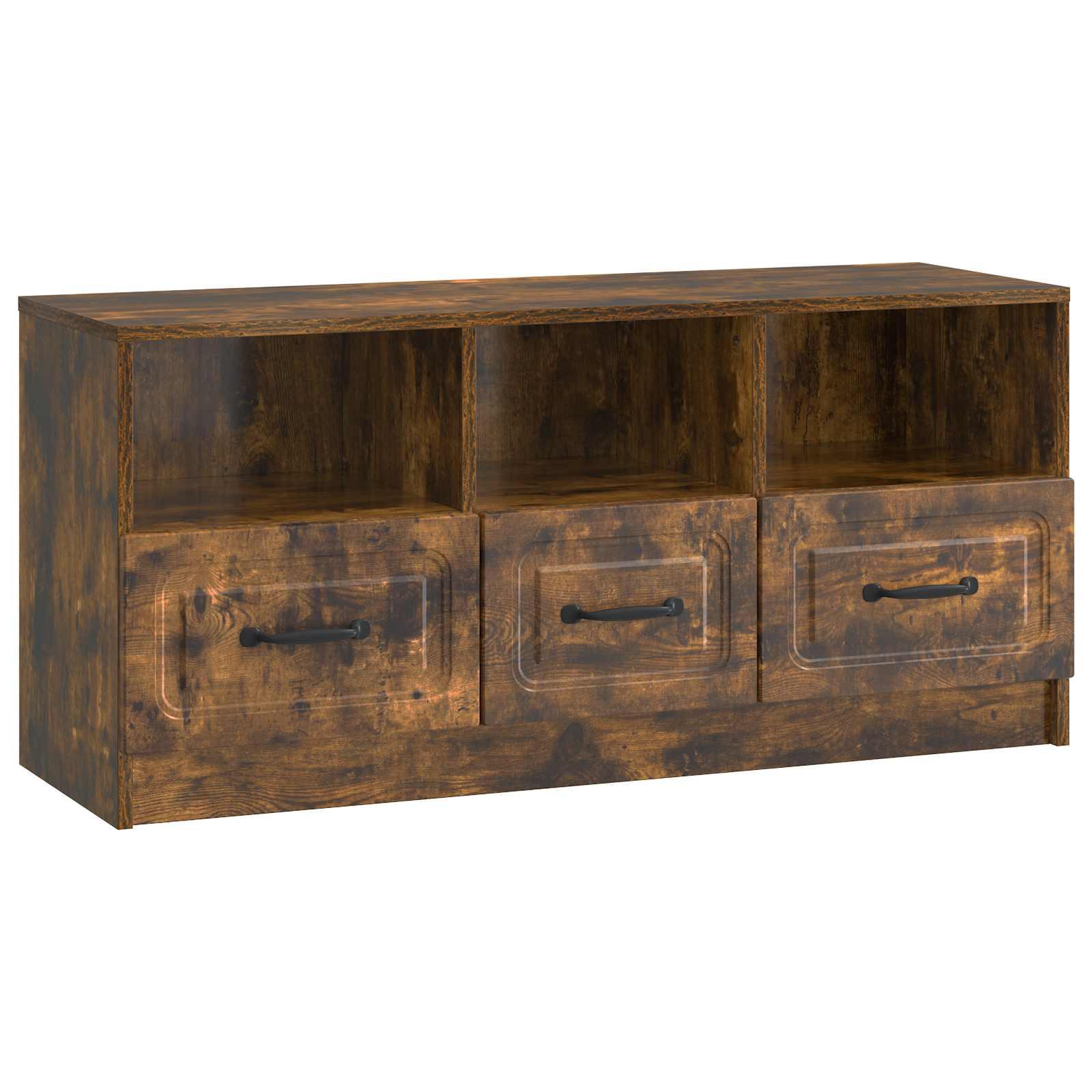 TV-skab med skuffe Røget eg 102 x 34,5 x 47 cm Konstrueret træ billede