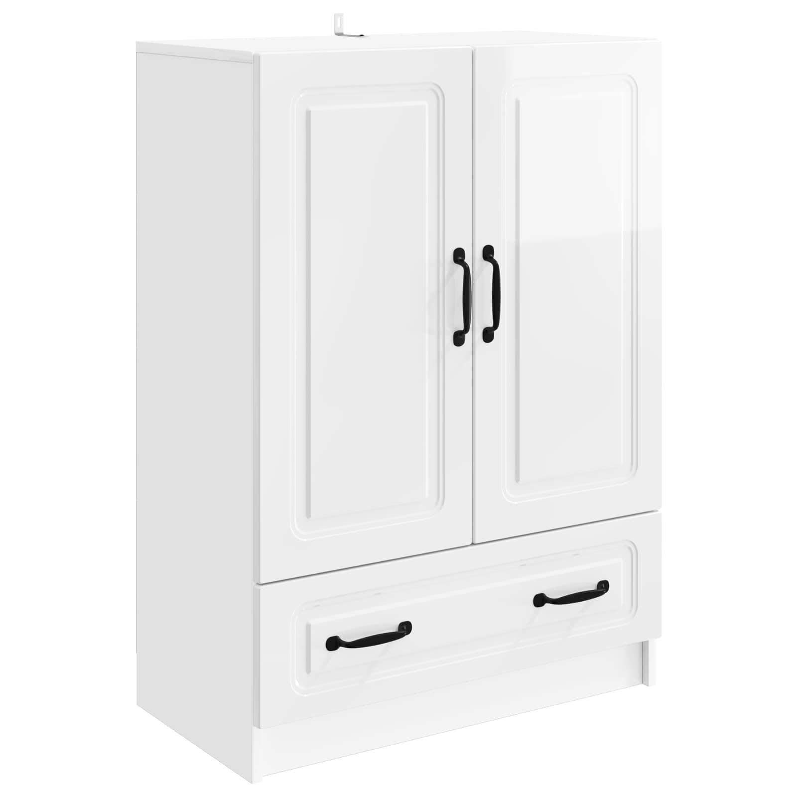 Sidebord Hvid højglans 66 x 34,5 x 92 cm Konstrueret træ billede