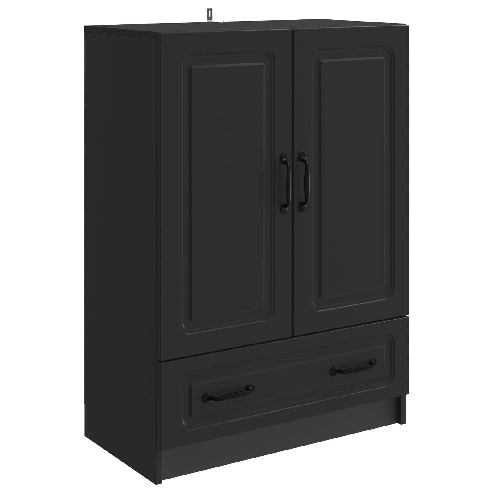 Sidebord med skuffe Sort 66 x 34,5 x 92 cm Konstrueret træ billede